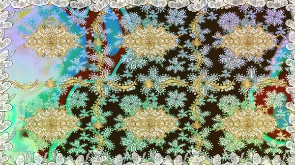 Kusursuz oryantal klasik altın desen. Tarafsız renklerde altın tekrarlayan elementler içeren Raster soyut arkaplanı.