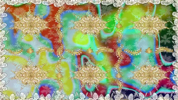 Çiçek deseni. Kusursuz raster arka plan. Tarafsız renklerde altın elementler. Duvar kâğıdı barok, İspanyol kumaşı. Şekil grafik deseni.