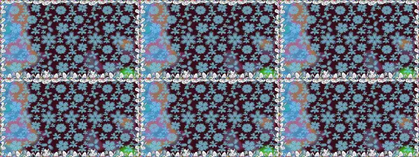 Raster illüstrasyonunda kusursuz çiçek deseni. Mavi renkli çiçekler. Renkli Yaz Temalı Kusursuz Arkaplan. Düz Çiçek Elementleri Tasarımı.