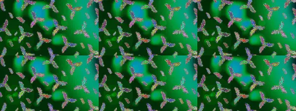 Kış kar taneleri, raster arka plan. Yüzey için tekrarlanan doku, ambalaj kağıdı, yeşil, mavi ve nötr renkler üzerine kar tanesi.