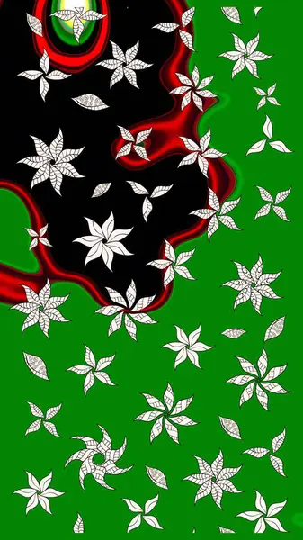 Tekstil tasarımı için yeşil renkli geleneksel halk çiçekleri buketi. Üzerinde gelincikler ve vadi zambakları olan renkli çiçek desenli nakış..