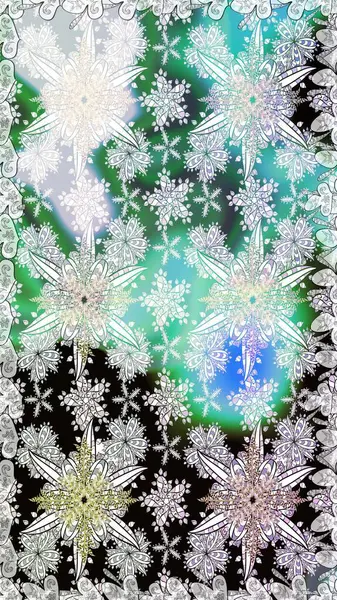 El çizimi çiçekli, soyut, pürüzsüz desen. Tarafsız renklerde çiçekler. Raster illüstrasyonu.