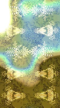 Kar taneleri radyal nötr, kahverengi ve mavi renkler. Renkli arka planda güzel kar taneleri. Raster illüstrasyonu..