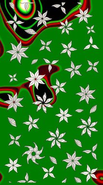 Güzel kumaş deseni. Raster suluboya deseni, narin çiçekler, yeşil çiçekler, tebrik kartı şablonu..