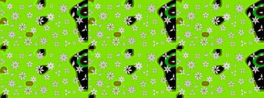 Çiçekli zambakların eskiz geçmişi. Çiçek tasarımı için inanılmaz bir kolaj cenneti tarzı. Parlak çiçekli kolaj çiçekleri yeşil.