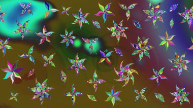 Düz Çiçek Elementleri Tasarımı. Güzel kumaş deseni. Raster illüstrasyonundaki çiçek desenli çizim. Renkli Bahar Teması çizim şablonu.