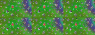 Kabile sanatı boho baskısı, klasik çiçek arkaplanı. Arkaplan dokusu, duvar kağıdı, yeşil renkli çiçek teması. Soyut etnik raster çizim kalıbı.