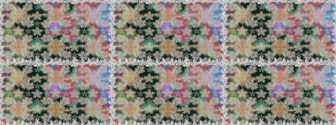 Çiçekli karalama şeklinde Raster çiçek deseni. Tarafsız ve gri renklerde bahar çiçekleri. Raster illüstrasyonu.