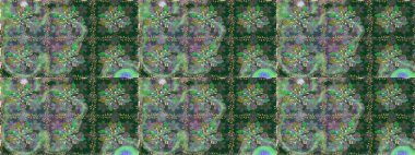 Raster deseni. Bahar çiçekleri dallı desen, yeşil ve gri renkler çiçekli siluet.