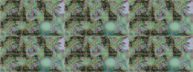 Raster illüstrasyonu. Suluboya, elle çizilmiş. Gri ve yeşil yapraklı yabani çiçekler. Kusursuz arkaplan deseni.