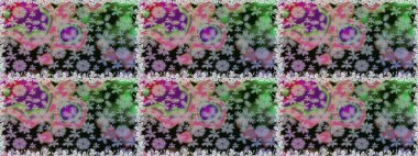 Gri ve nötr renkte çiçekler. Renkli Bahar Temalı Kusursuz Arkaplan. Düz Çiçek Elementleri Tasarımı. Raster illüstrasyonunda kusursuz çiçek deseni.