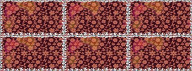 Çiçekli el, pürüzsüz desen çizmiş. Modern gelişim kahverengi ve kırmızı raster arka plan duvar kağıdı çizimi klasik çizgili iz sürme desenli çiçekler, çiçekli süsler.