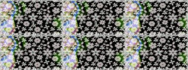 Şekillendirilmiş çiçeklerle kusursuz desen. Çiçek deseni duvar kağıdı, desen dolguları ve web sayfası arka planı için kullanılabilir. Süslü zentangılsız desen, soyut çiçeklerle süslenmiş..