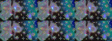 Üst manzara, yumuşak stil. Mavi renkte manzaralı çiçek deseni. Çiçek kompozisyonu, el boyası, hassas şablon. Sevgililer günü ve tebrik kartı konsepti için şık bir davet.