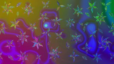 Raster illüstrasyonu. Raster illüstrasyonu. Asya tekstil tarzında. Mor renkli çiçekler. Çiçek desenini çiz.