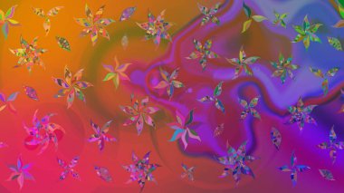 Raster Çiçek İllüstrasyonu 'nun şirin tekstili. Mor renkli etnik çiçeklerle zarif eskiz deseni.