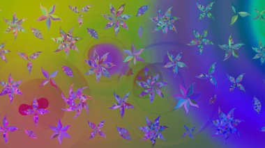 Çiçekli karalama şeklinde Raster çiçek deseni. Yumuşak, bahar çiçekli arka plan. Mor renkte çiçekler.