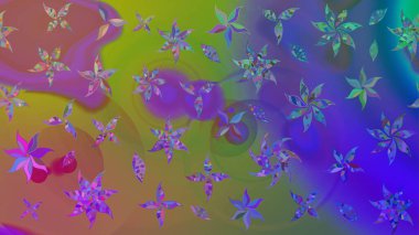 Mor renkli bitkilerden oluşan parlak çiçekli çizim deseni.