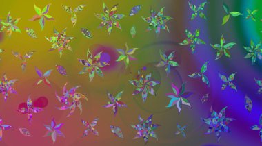 Parlak renkli çiçekli ve yeşil yapraklı harika bir çiçek deseni. Modern çiçek arkaplanı. Moda baskıları için zarif bir şablon. Halk stili.