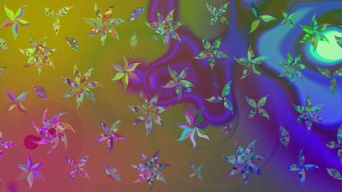 Raster deseni. Çiçekli çiçek deseni, suluboya. Süslü kumaş deseni.