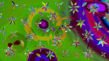 Robot resim. Raster illüstrasyonu. Küçük çiçekte sevimli çiçek deseni var..