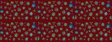 Kırmızı renkte çiçekler. Renkli Bahar Teması eskiz kalıbı. Düz Çiçek Elementleri Tasarımı. Sevimli çiçek raster deseni.