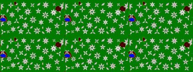 Çiçek desenli çizim. Renkli Bahar Teması eskiz kalıbı. Raster illüstrasyonu. Güzel kumaş deseni. Düz Çiçek Elementleri Tasarımı. Asya tekstil tarzında.