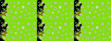 Çiçek süslemeli çizim deseni. Raster illüstrasyonu. Yeşil renkte çiçekler.