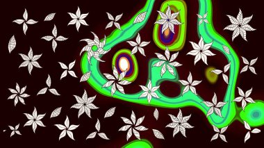 Çiçekli çiçek deseni, suluboya. Düz Çiçek Elementleri Tasarımı. Renkli Bahar Teması eskiz kalıbı. Siyah renkli çiçekler. Raster illüstrasyonu.