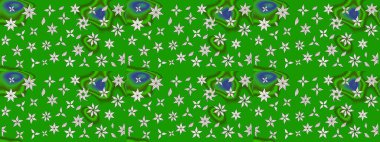 Yeşil renkli yeşil papatya deseni. Yeşil renklerde. Raster illüstrasyonu.