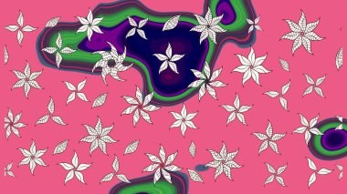 Raster illüstrasyonu. Çiçekli karalama şeklinde Raster çiçek deseni. Nazikçe, yaz çiçekleri pembe renklerde.