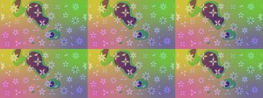 Suluboya elle çizilmiş çiçek desenli eskiz deseni. Parlak renkli fantezi çiçekleri, yapraklar, yeşil renkli tomurcuklar.