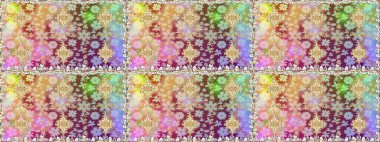 Tarafsız renkler üzerinde klasik oryantal desen. Damask pürüzsüz süsü. Geleneksel raster ve altın desen.