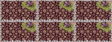 Soyut etnik raster kusursuz desen. Arkaplan dokusu, duvar kağıdı, kahverengi renkli çiçek teması. Kabile sanatı boho baskısı, klasik çiçek arkaplanı.