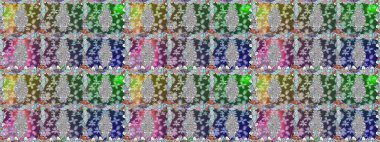 Retro tekstil tasarım koleksiyonu. 1950-1960 motifleri. Tarafsız, tarafsız. El çizimi çiçek unsurları olan soyut, dikişsiz raster deseni. Çiçekli ipek eşarp..