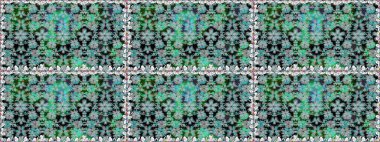 Raster Çiçek İllüstrasyonu güzel tekstil. Gri renkli etnik çiçeklerle kusursuz bir desen..