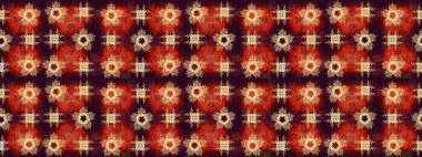 Raster illüstrasyonundaki çiçek desenli çizim. Kahverengi renkte çiçekler.