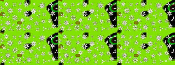 Çiçekli zambakların eskiz geçmişi. Çiçek tasarımı için inanılmaz bir kolaj cenneti tarzı. Parlak çiçekli kolaj çiçekleri yeşil.