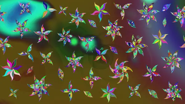 Düz Çiçek Elementleri Tasarımı. Güzel kumaş deseni. Raster illüstrasyonundaki çiçek desenli çizim. Renkli Bahar Teması çizim şablonu.