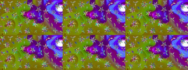 Çiçekler suluboya tarzında yeşil renkte. Raster illüstrasyonunda çiçek deseni çizimi.