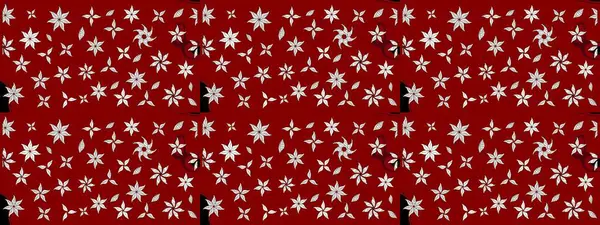 Raster illüstrasyonundaki çiçek desenli çizim. Düz Çiçek Elementleri Tasarımı. Kırmızı renkte çiçekler. Renkli Bahar Teması çizim şablonu.