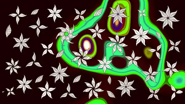 Çiçekli çiçek deseni, suluboya. Düz Çiçek Elementleri Tasarımı. Renkli Bahar Teması eskiz kalıbı. Siyah renkli çiçekler. Raster illüstrasyonu.