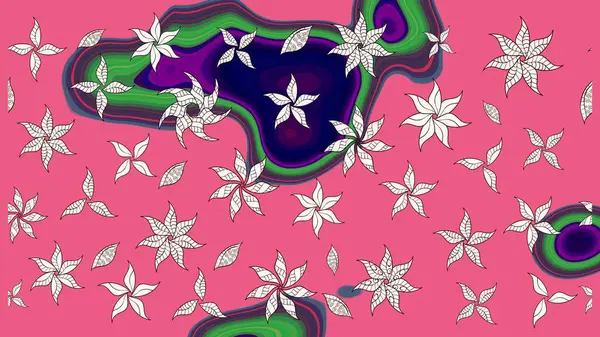 Raster illüstrasyonu. Çiçekli karalama şeklinde Raster çiçek deseni. Nazikçe, yaz çiçekleri pembe renklerde.