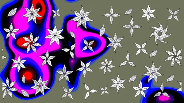 Yeşil renkli çiçekler. Tropik çiçek desenleri. Raster illüstrasyonu.