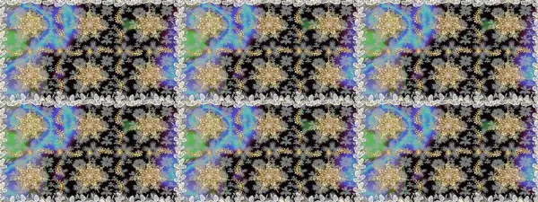 Klasik raster şablonu. Tekrarlayan elementlerle kusursuz soyut arkaplan. Gri ve altın desenli.