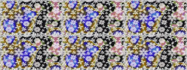 Tarafsız renklerde etnik çiçeklerle kusursuz bir desen. Raster Çiçek İllüstrasyon Şirin Tekstil.