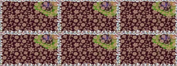 Soyut etnik raster kusursuz desen. Arkaplan dokusu, duvar kağıdı, kahverengi renkli çiçek teması. Kabile sanatı boho baskısı, klasik çiçek arkaplanı.