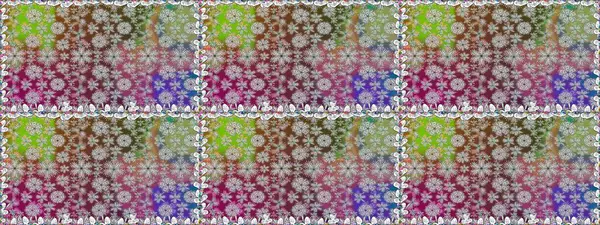 Renkli Yaz Temalı Kusursuz Arkaplan. Düz Çiçek Elementleri Tasarımı. Tarafsız renklerde çiçekler. Raster illüstrasyonunda kusursuz çiçek deseni.