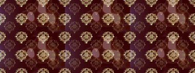 Raster geometrik arka plan. Kahverengi, mor ve bej renklerinde, altın çiçekli altın desenler. Altın rengi, kusursuz çizim. Senin tasarımın için, duvar kağıdı..