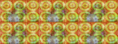 Düz yatıyordu. Yeşil, turuncu ve sarı renkte kar tanelerinden oluşan kış deseni. Kış konsepti Raster illüstrasyonu.